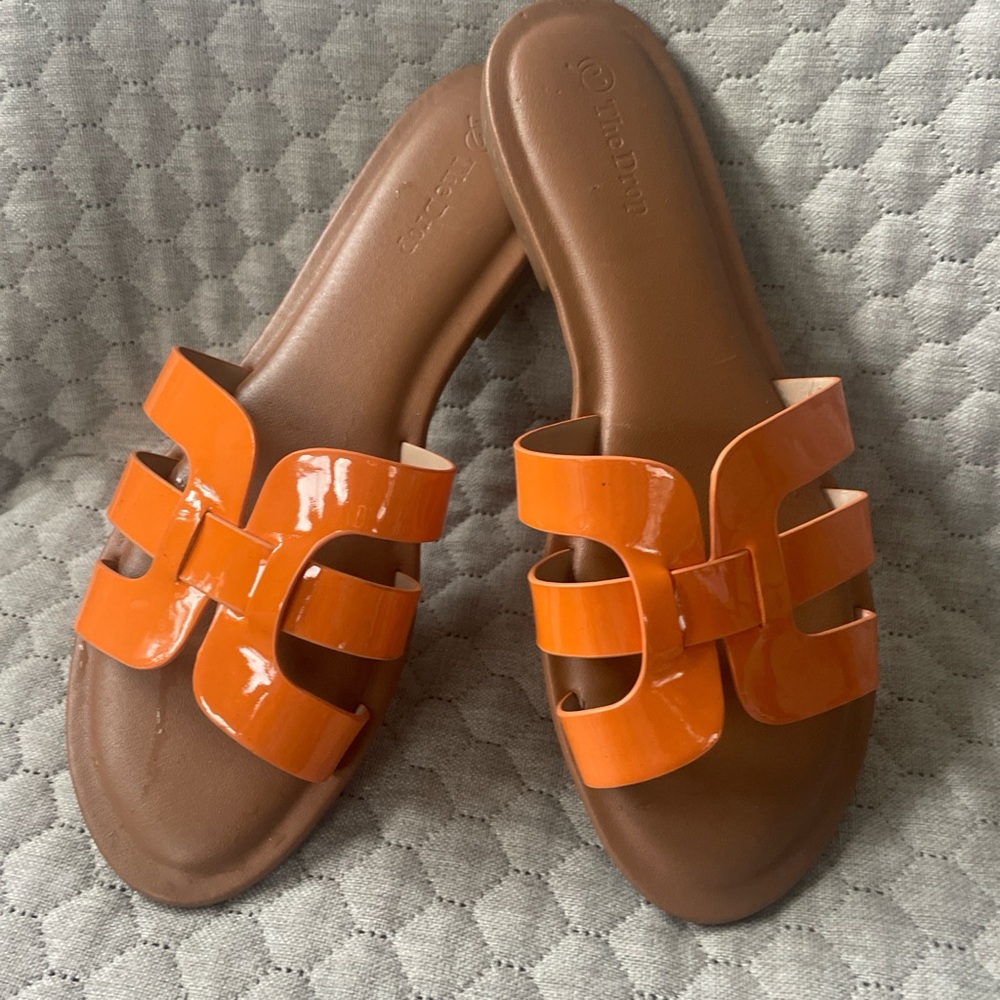 Bright Orange Slide Sandals